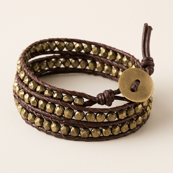 Premier Designs Metallic Beaded Leather Wrap Bracelet - Picture 1 of 3